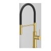Quadron GEMMA Q LINE SteelQ bateria kuchenna z ruchomą wylewką Nano PVD gold (złota), czarny wąż 3623501_PVDG1BLM
